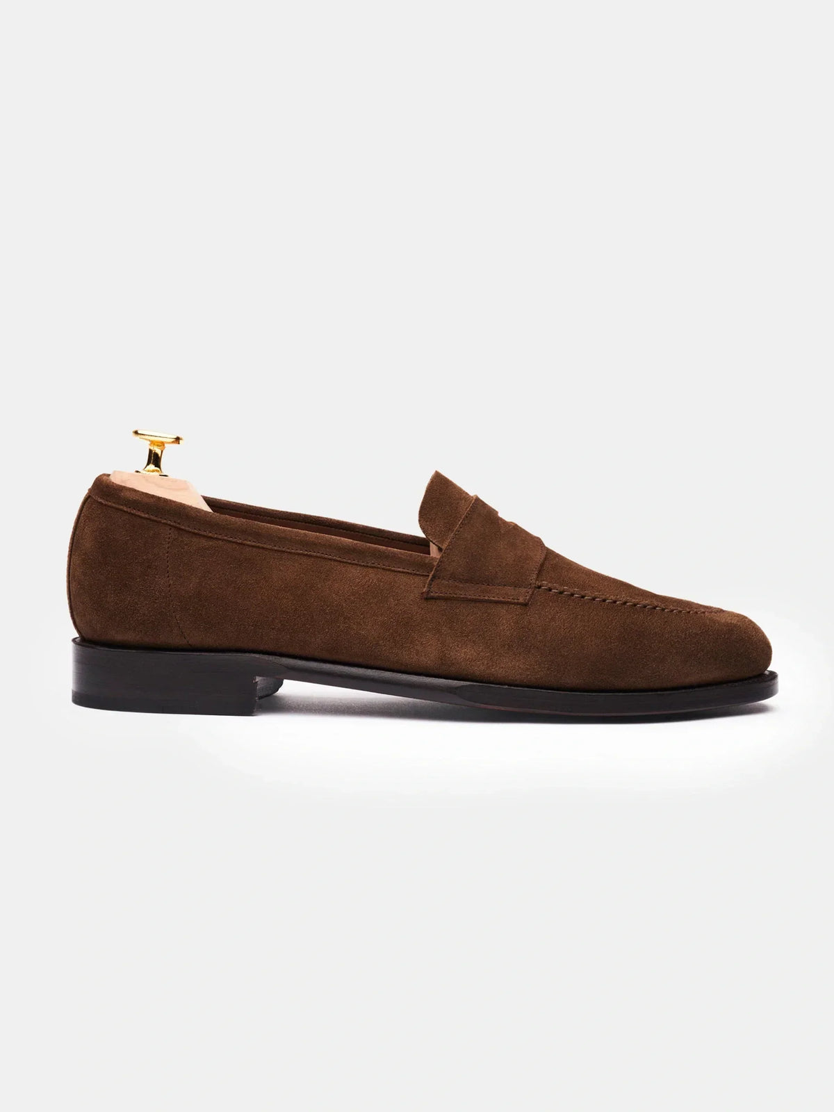 Hale Penny Loafer - Medium Brown Suede - Unlined