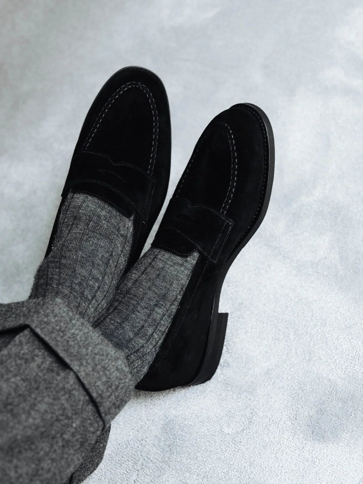 Hale Penny Loafer - Black Suede