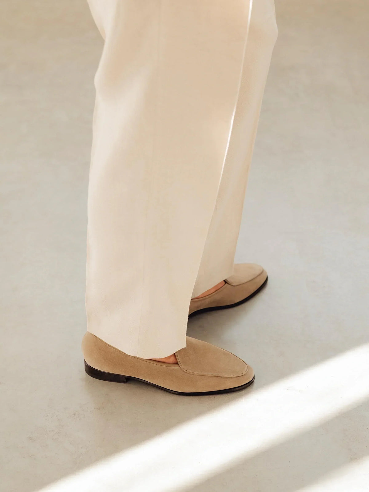 Belgian Loafer - Beige Suede - Unlined