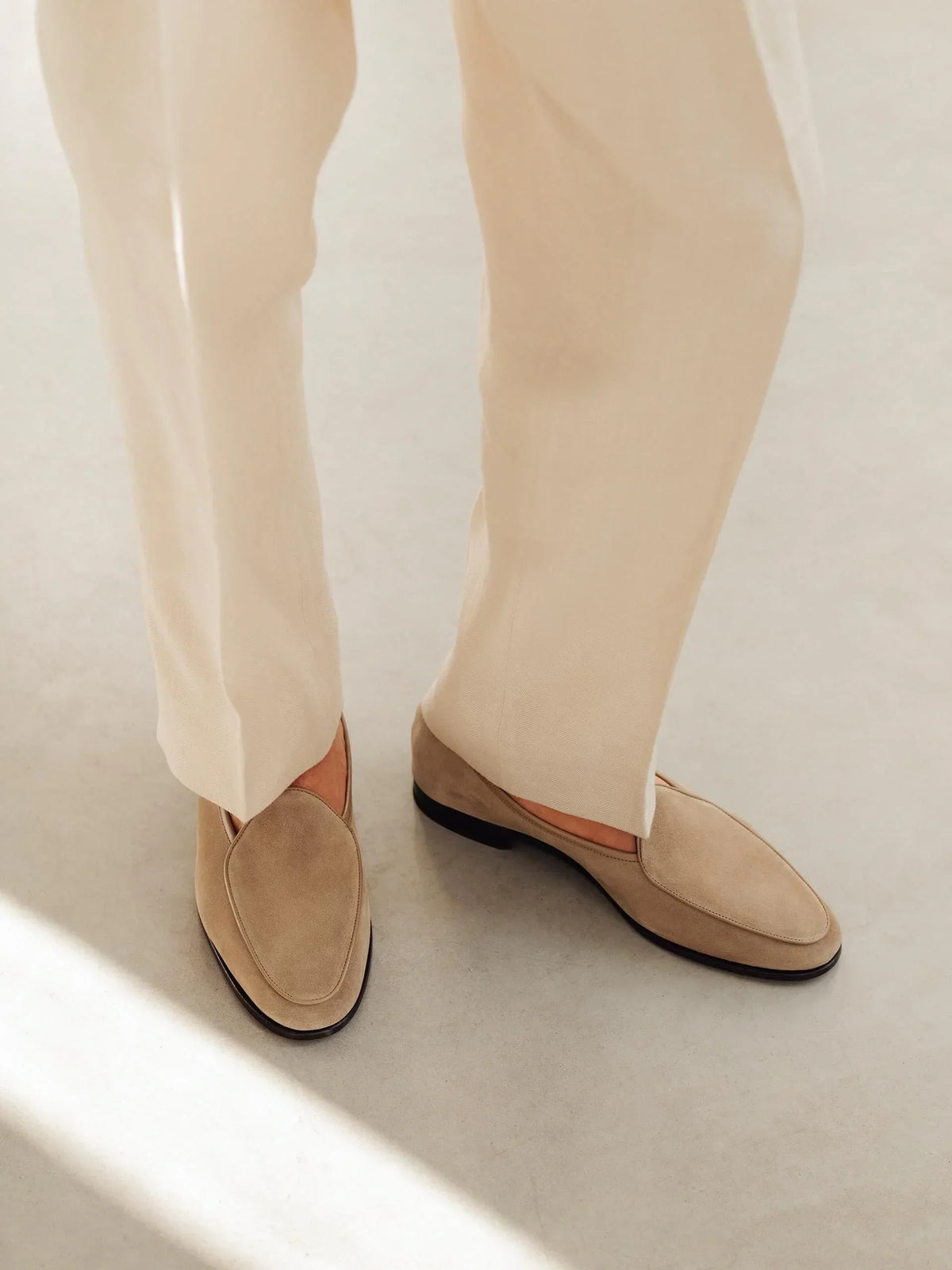 Belgian Loafer - Beige Suede - Unlined