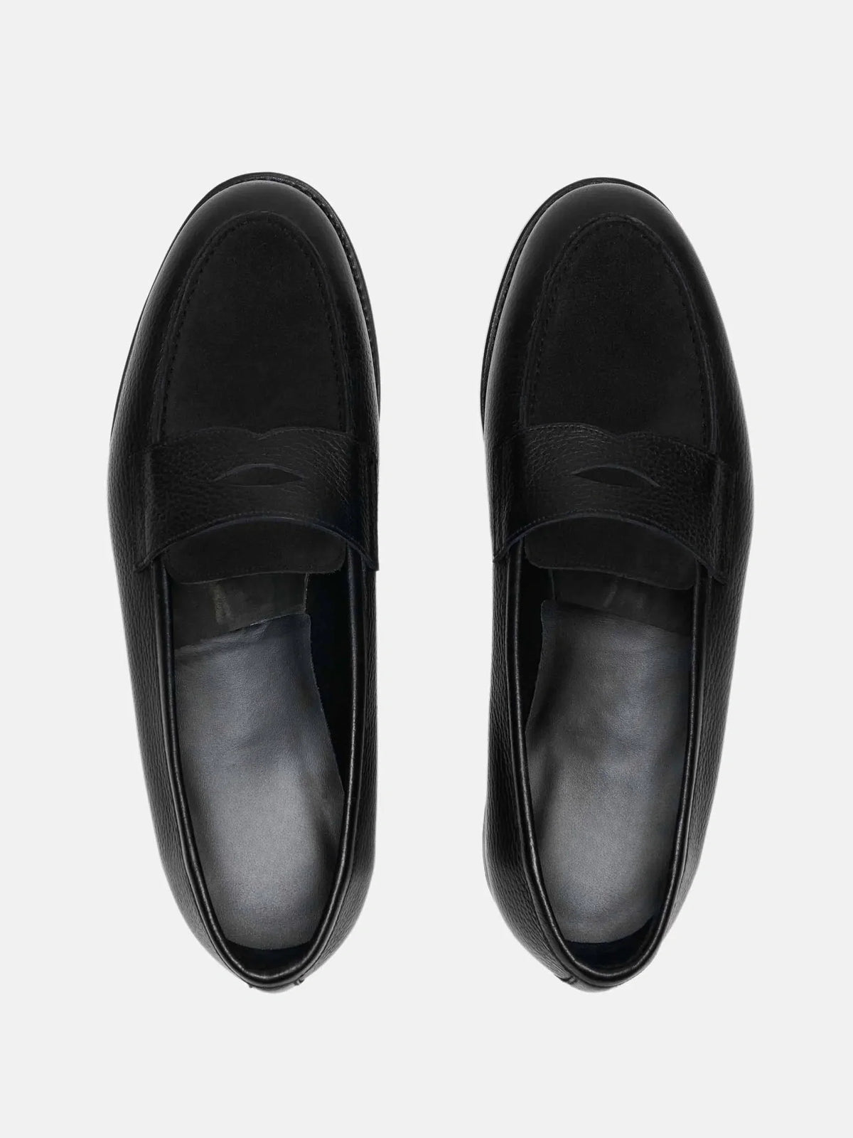 Penny Loafer - Black Grain & Black Suede