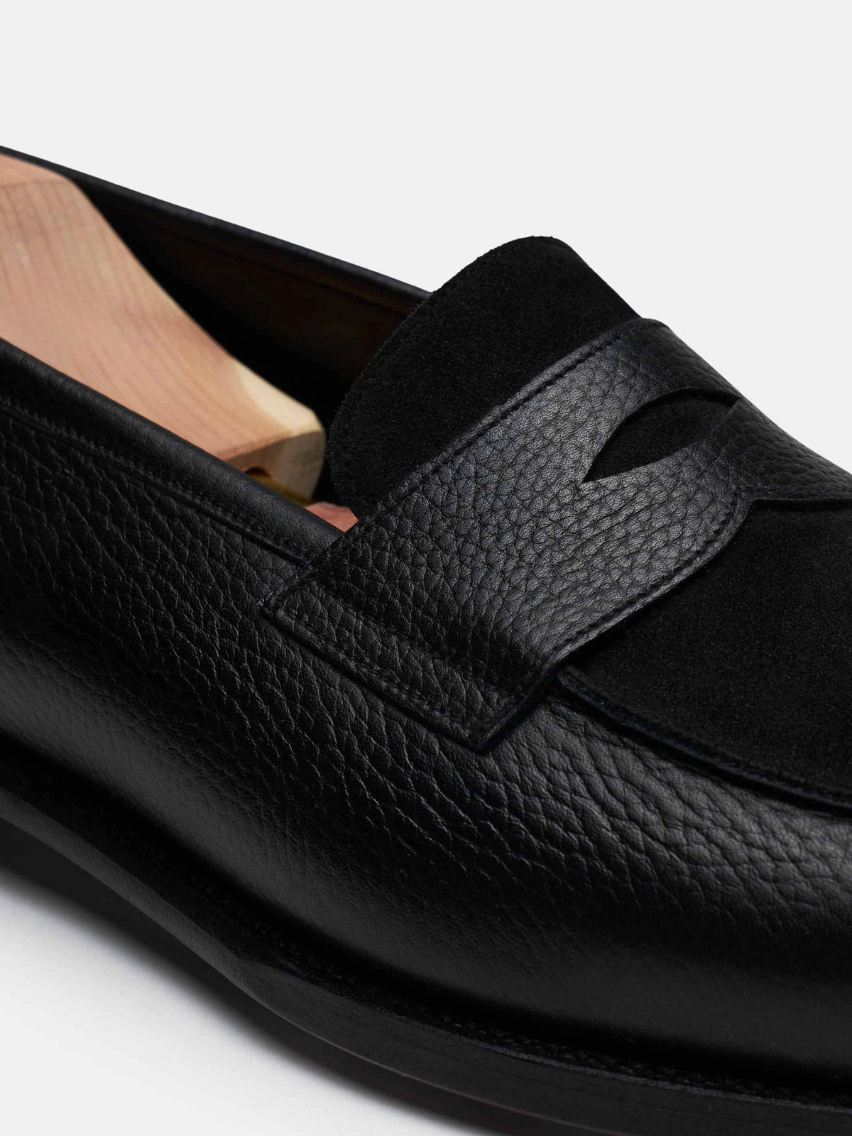 Penny Loafer - Black Grain & Black Suede
