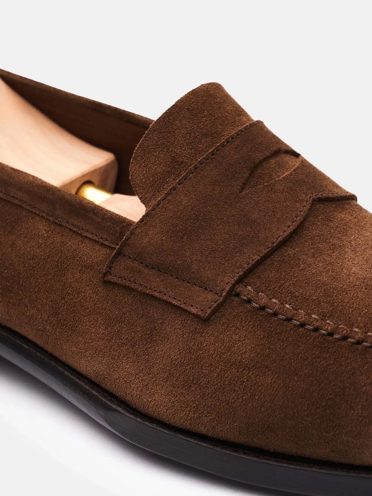 Hale Penny Loafer - Medium Brown Suede - Unlined