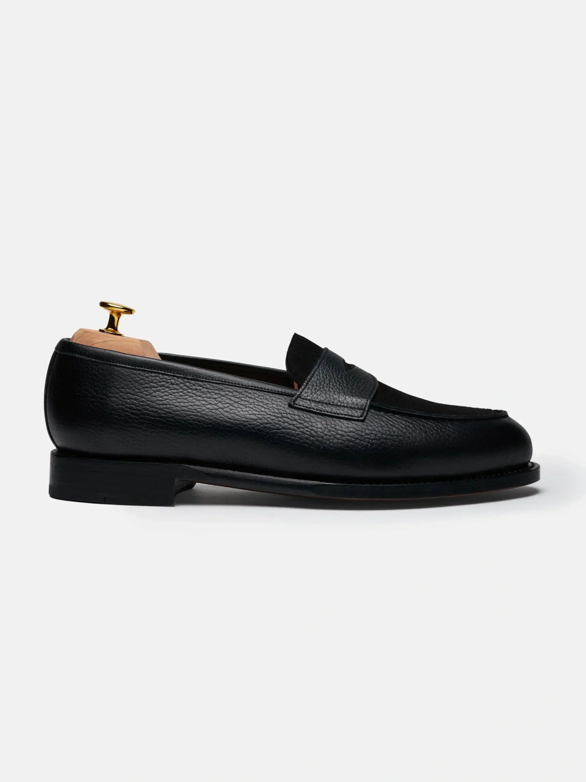 Penny Loafer - Black Grain & Black Suede